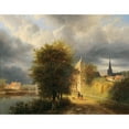 thumbnail image 2 of Georg Gillis van Haanen 24x20 Black Ornate Framed Double Matted Museum Art Print Titled: Storm Clouds Over a Dutch Town, 2 of 5