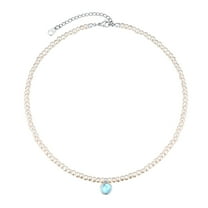 FOCALOOK Pearl Necklaces for Women Small Dainty Freshwater Cultured Baroque Pearl Strand Faux Pearl Gold Plated Choker Necklace with March Birthstone