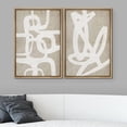 thumbnail image 2 of IDEA4WALL Framed Canvas Print Wall Art Set Mid-Century Duotone Tan & White Paint Strokes Digital Art Abstract Shape Retro Art Modern Wall Decor Minimal Artwork for Home Decor - Natural 24"x36"x2, 2 of 5