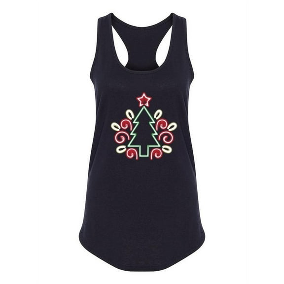 Christmas Tree Neon Design Tank Women -Image by Shutterstock, Female Medium