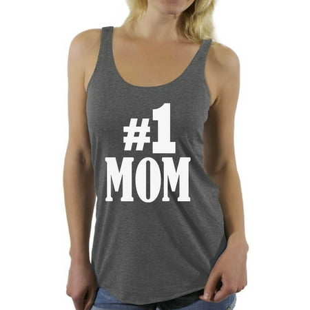 Awkward Styles Women's #1 Mom Graphic Racerback Tank Tops for Best Mom In The (Best Tank In The World)