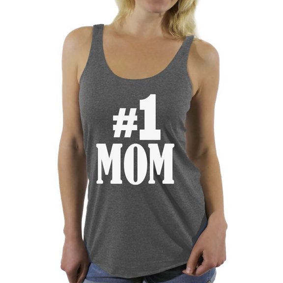 Awkward Styles Women's #1 Mom Graphic Racerback Tank Tops for Best Mom In The World