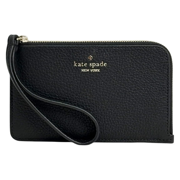 Kate Spade New York Women's Lucy Pebbled Leather Medium L-Zip Wristlet (Black)