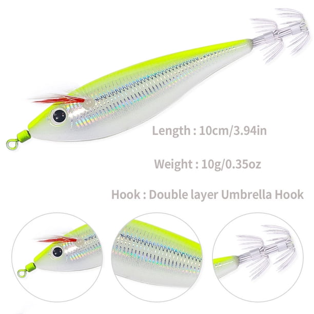 Señuelo de camarón de madera de calamar 10cm 10g Señuelos de pesca de simulación ligeros para pescadores