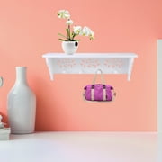 Yongwei White Wall Shelves with Hooks and Decorative Hanging Rack