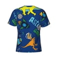 thumbnail image 6 of Vsdgher Dinosaur In Space Print Men's Dry Fit Mesh Athletic Shirts Moisture Wicking Tennis T-Shirt Tops, 6 of 9