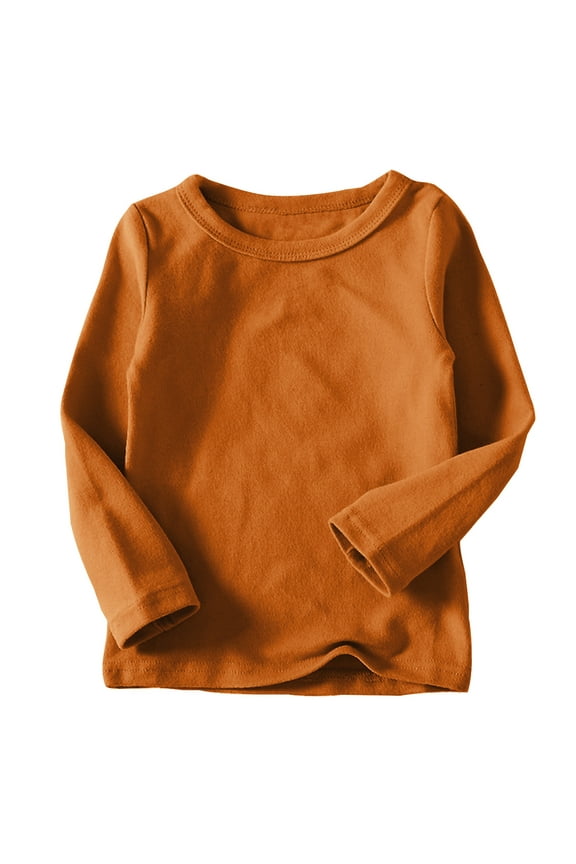Toddler Long Sleeve Cotton Shirt - Brown, 4T, Soft Breathable Kids Top for Spring/Fall, Walmart Affordable Quality Toddler Apparel