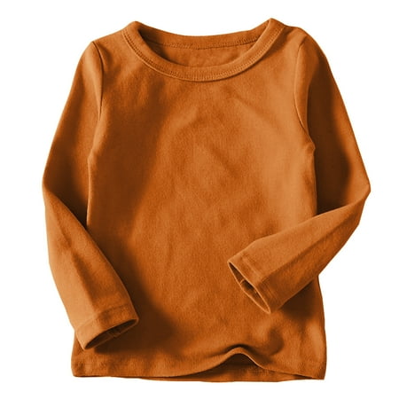 

Utoimkio Clearance Unisex Kids Solid Cotton Basic T-Shirt Long Sleeve Pullover Sweatshirts Toddler Baby Crewneck Long Sleeve Shirts Tops for Kids