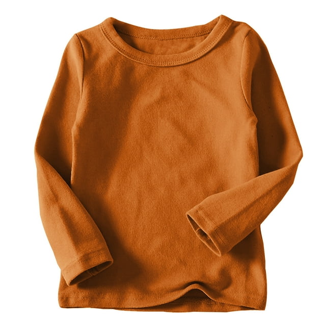 LOVZFMLL Hauts pour Tout-Petites Filles, T-Shirt de Pyjama à Manches Longues à Col Rond Uni Décontracté Essentiel Polyvalent pour Tous les Jours Superposition, Vêtements d'Automne 2-3 Ans Vêtements pour Filles