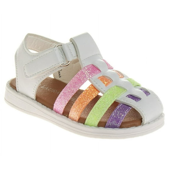 Laura Ashley Flower Design Flats (Toddler) - White Multi, 6