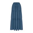 thumbnail image 4 of Ruffle Tiered Maxi Skirt Womens Elastic Tie Waist A Line Long Skirt Dress with Pockets Ladies High Waisted Skirts (XL, Blue), 4 of 6