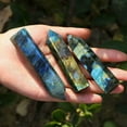 thumbnail image 4 of K-KED 70-80mm Natural Labradorite Quartz Crystal Point Wand Healing Stone Obelisk Rock, 4 of 9