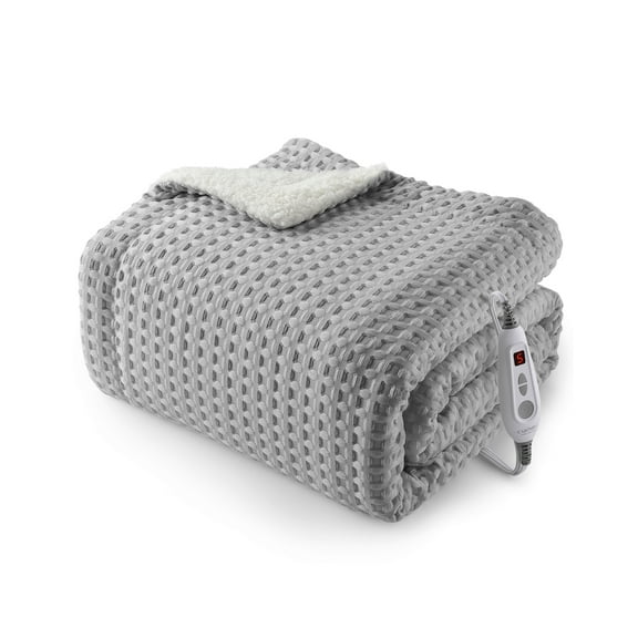 Electric Blanket - Thick Tufted Sherpa Heated Blanket with 10 Heating Levels and Time Settings, Machine Washable, Fast Heating Blanket