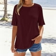 thumbnail image 2 of ZyeKqe T-Shirts for Women Casual Summer Half Sleeve Basic Tees Solid Color Loos Fitted Tops S-XXL, 2 of 5