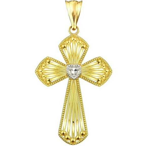 Handcrafted 10kt Gold Multi-Bar with Heart Cross Charm Pendant