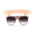 thumbnail image 2 of Womens Large Flip Up Visor Flat Top Horn Rim Plastic Sunglasses Pink Smoke, 2 of 4