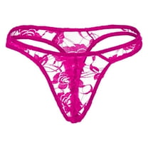 Odeerbi Mens Lace T-back Thong Jockstrap Underwear Valentine's Day 2025 Fashion Sexy Full Lace Strap Underwear Sexy Underwear Lingerie Hot Pink