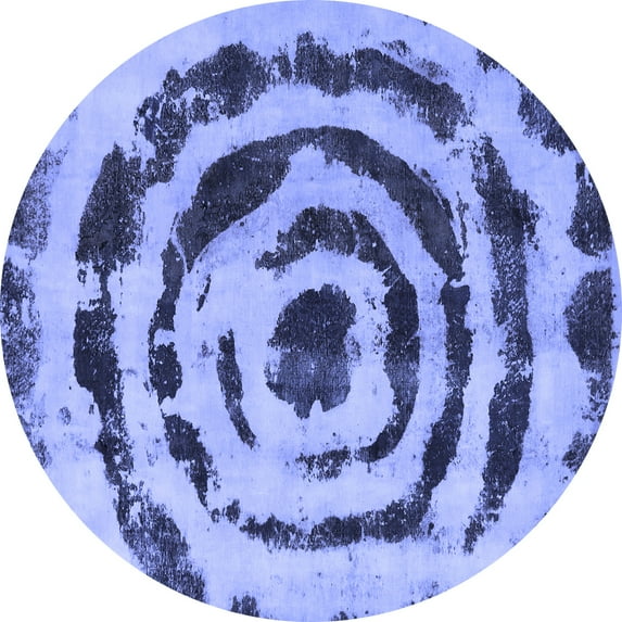 Ahgly Company Indoor Round Abstract Blue Modern Area Rugs, 6' Round