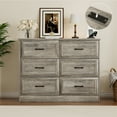 thumbnail image 2 of VEANERWOOD Commode à 6 Tiroirs pour Chambre, Commode en Bois avec Station de Recharge, Gris, 2 of 10