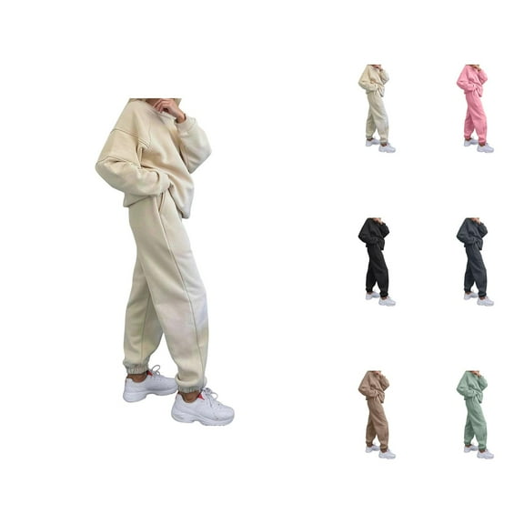 Oversized Track Suits for Women Set Crewneck Sweatshirt and Jogger Sweatpants 2 Piece Matching Sweatsuit Lounge Set