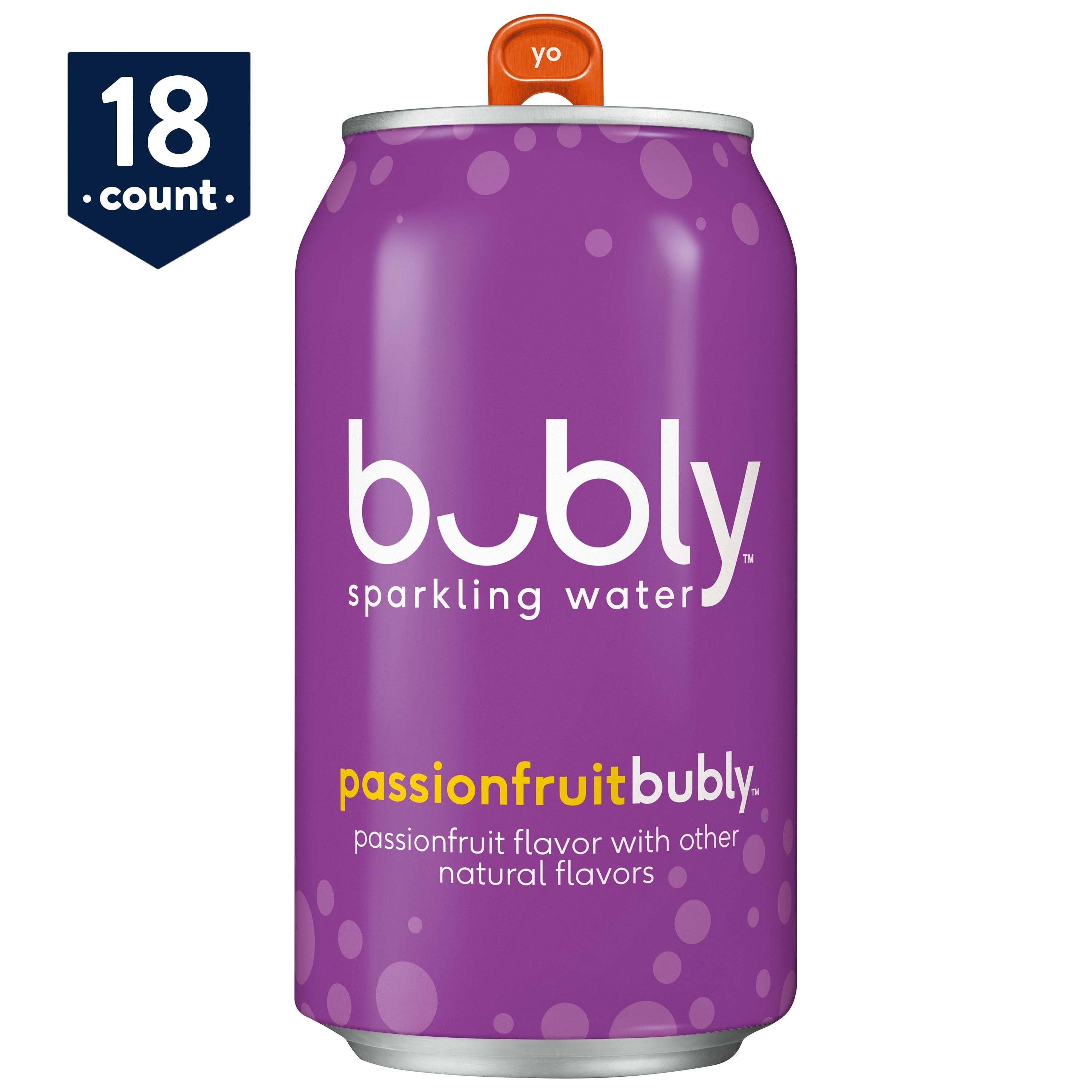 bubly Sparkling Water, Passionfruit, 12 oz Cans, 18 Count