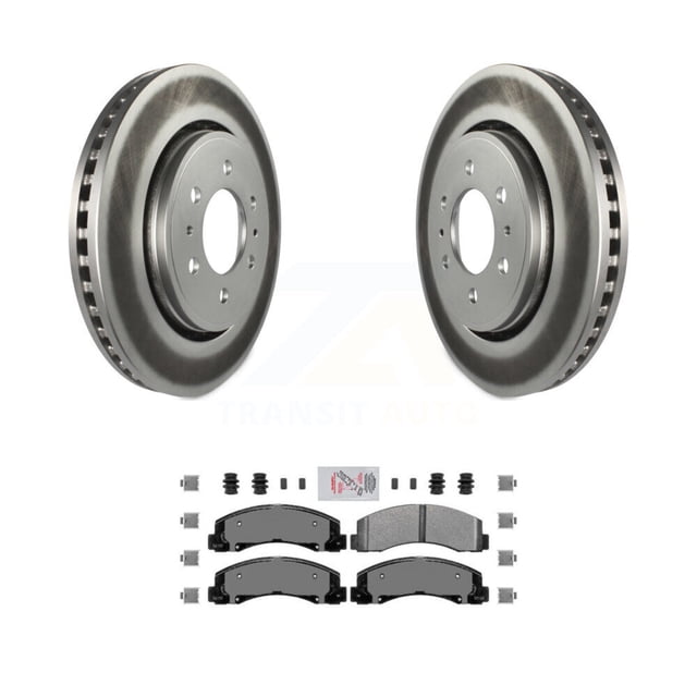Transit Auto Front Coated Disc Brake Rotors and Semi-Metallic Pads Kit for Car Ford F-150 Expedition Lincoln Navigator KGA-100444