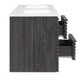 thumbnail image 4 of Wall Mount Double Sink Vanity Cabinet, Dark Grey Gray White, Wood, Mid Century Hotel Bedroom Bathroom, Modern Contemporary HB34078, 4 of 10