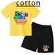 thumbnail image 2 of Conjunto de camiseta y pantalones cortos de cuello redondo de manga corta para niños y niñas de 3 a 12 años, ropa de verano con estampado de amigos arcoíris de algodón, 2 of 5