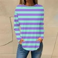 thumbnail image 2 of KIHOUT Tops, Women Tunic Tops for Leggings Striped Print Shirt Casual Long Sleeve Round Neck Loose Tunics Blouse, 2 of 4