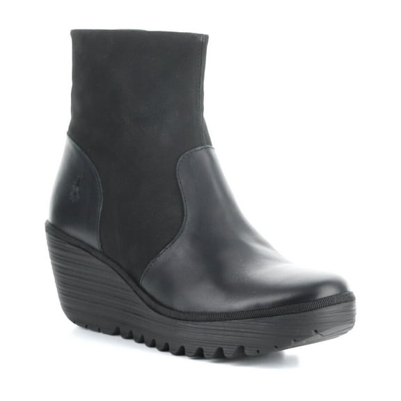 FLY London Yuxi Suede & Leather Boot, 36, Black