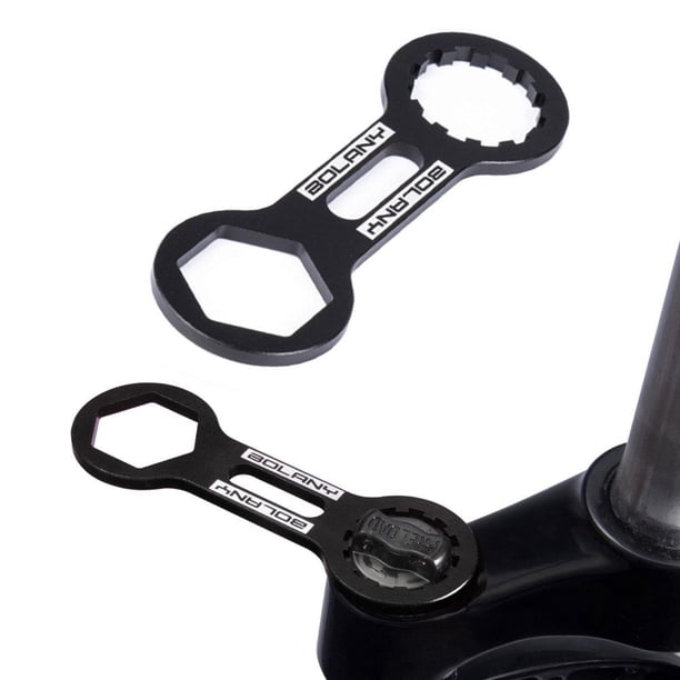 Bicicleta Bolany aleación de aluminio MTB bicicleta horquilla delantera tapa llave herramientas de reparación (negro)