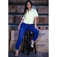 thumbnail image 4 of Moda Xpress Women's Juniors Butt Lift 3 Button Spandex Waist Jogger Jeans Dark Wash 10549X, 4 of 9