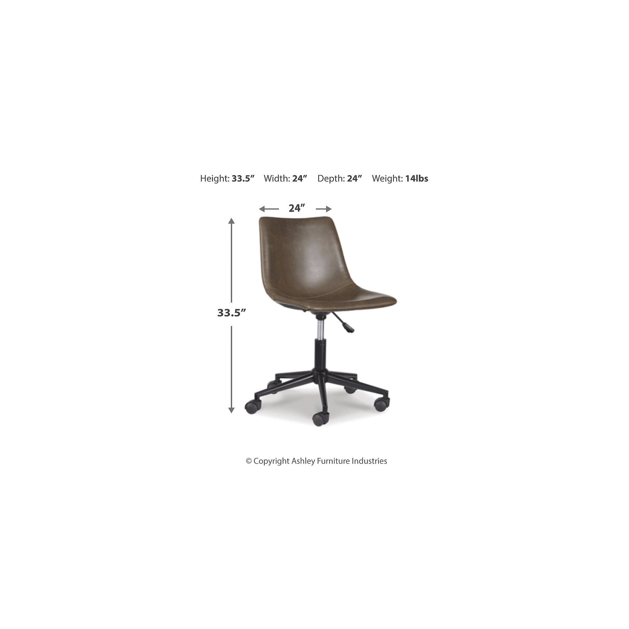 Ashley Signature Design Mid Century Modern Swivel Office Chair with Wheels Brown Walmart