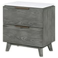 thumbnail image 2 of Nathan 2-drawer Nightstand with USB Port White Marble and Grey, 2 of 2