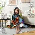 thumbnail image 4 of Wearable Blanket,Multicolor Butterfly Group Pattern Hooded Wearable Flannel Blanket for Adults & Teens,Winter Poncho Shawl Wrap Cape Cozy Anti-Pill,60"x80", 4 of 5