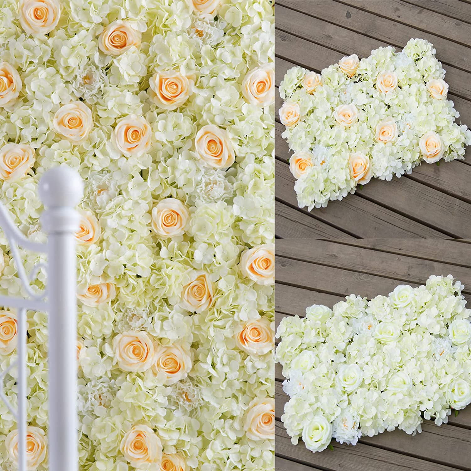Silk Hydrangea Heads Artificial Flowers Heads and Stems Fake Hydrangea Flowers for Home Wedding Decor (Pure White)