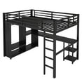 thumbnail image 4 of URTR Full Loft Bed with Desk & Built-In Wardrobe, Metal Loft Beds Frame with Storage Shelves, Space Efficient Elevated Design for Small Apartment, Black, 4 of 9