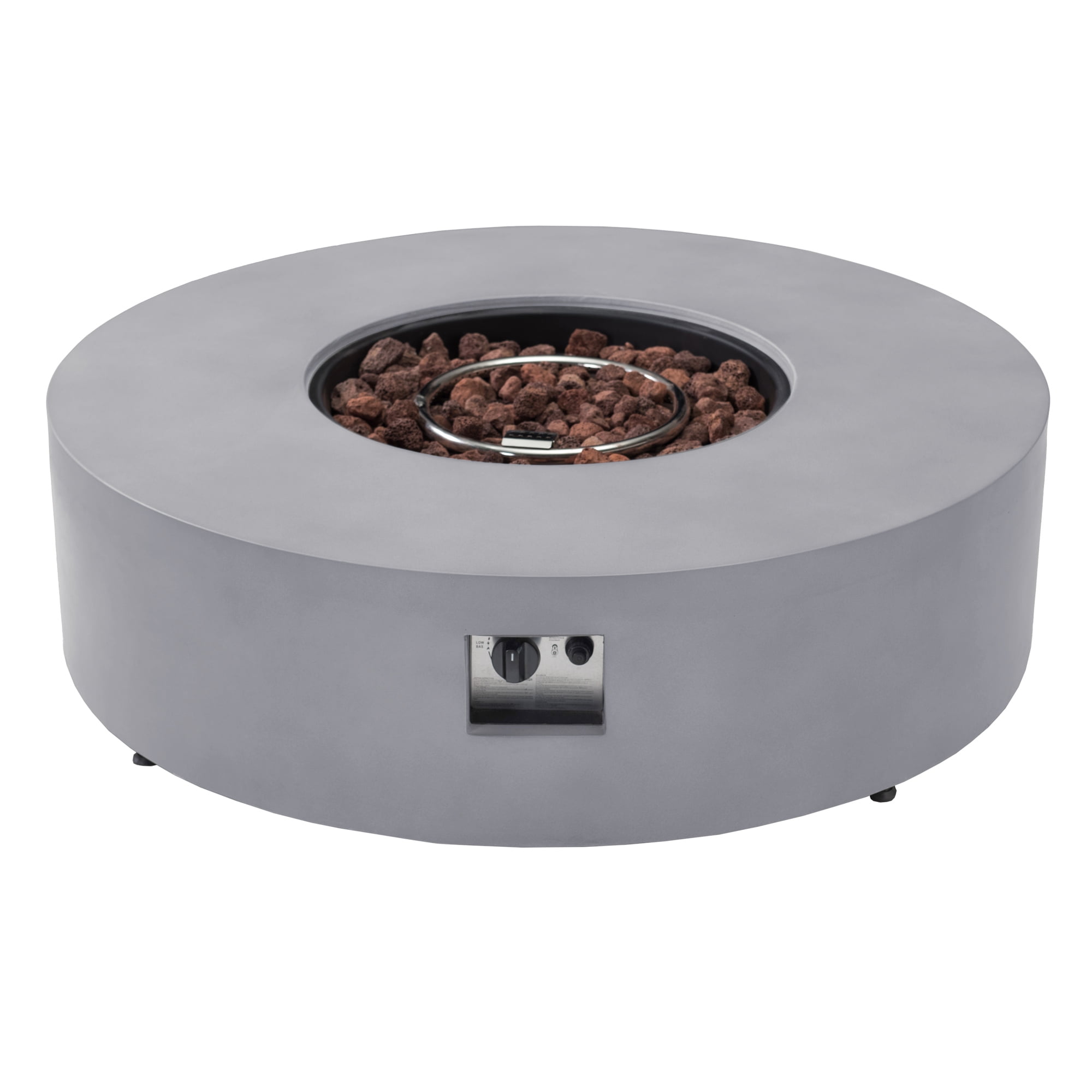 Sunjoy Marin Light Gray 42-inch Round Concrete Propane Powered Firepit