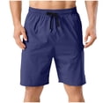 thumbnail image 2 of Wrtxtat Elastic Waist Shorts for Men Drawstrings Stretchy Wide Leg Shorts Summer Outdoor Moisture-Wicking Atheltic Running Gym Shorts Blue L, 2 of 6