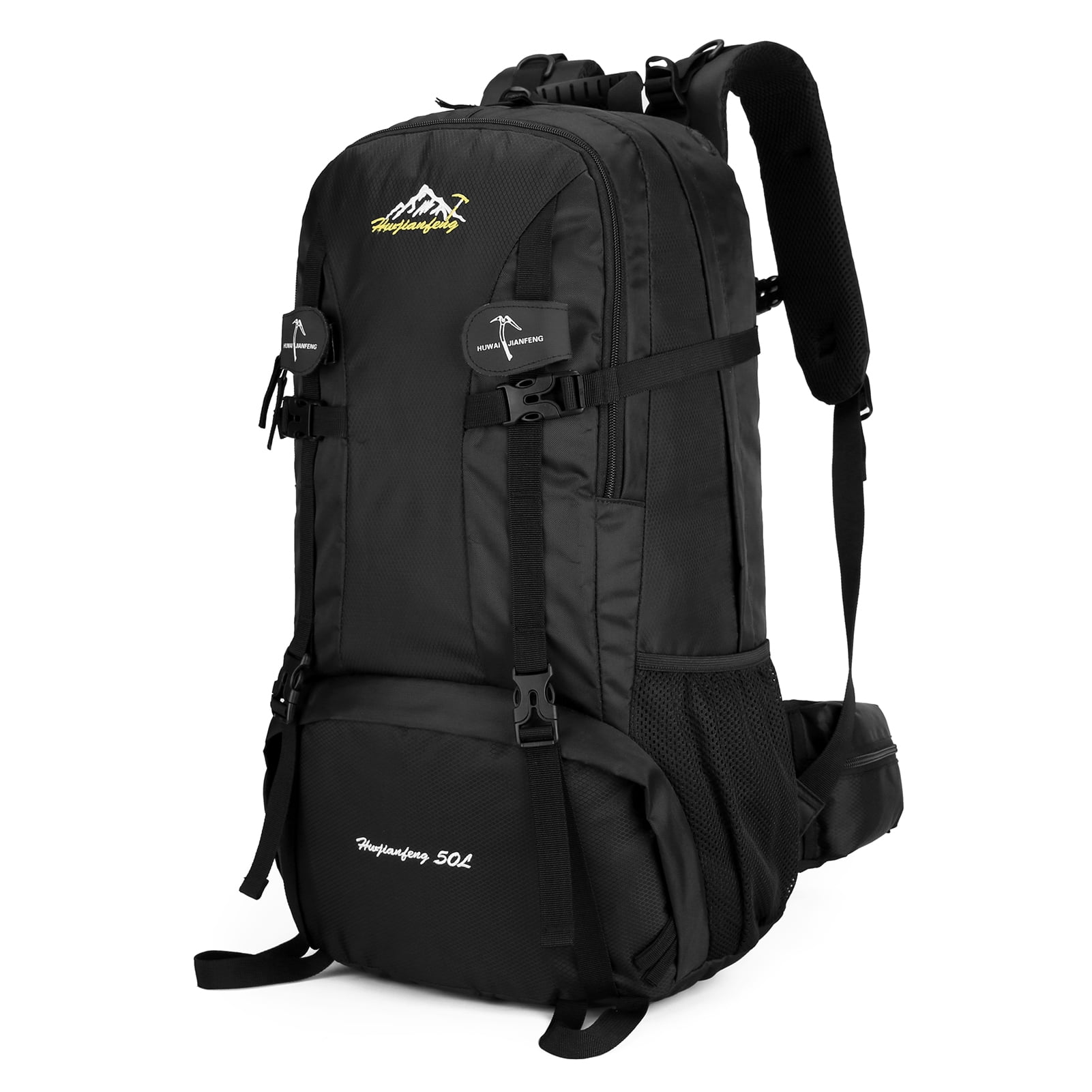 50L Wear-Resistant Nylon Travel Bag Riding Bag Camping Bag Hiking Mountaineering Rucksack Breathable Waterproof Knapsack Student Bag Daypack Bookbag Black LZC-1 Mens Outdoor Backpack