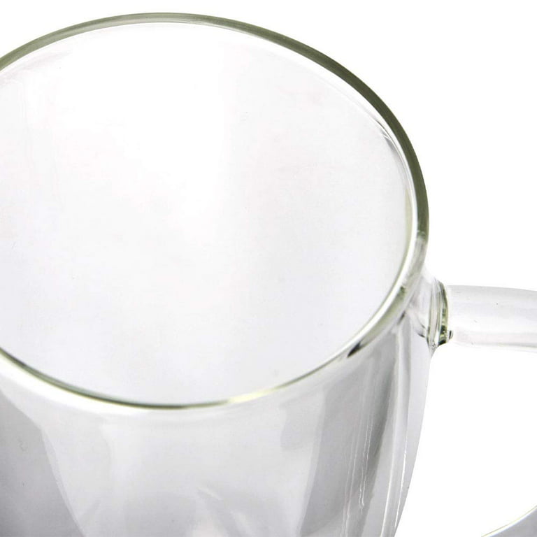 ecooe 2x240ml Double Walled Coffee Glasses Mugs Cappuccino Latte Macchiato  Glasses Cups with Handle Borosilicate Heat Resistant Glass Cups for Coffee  Tea Milk Juice Ice Cream - Ecooe