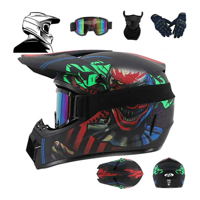 Echoarmor Casco De Motocicleta Abatible incluye Máscara Lentes Guantes L 56-58