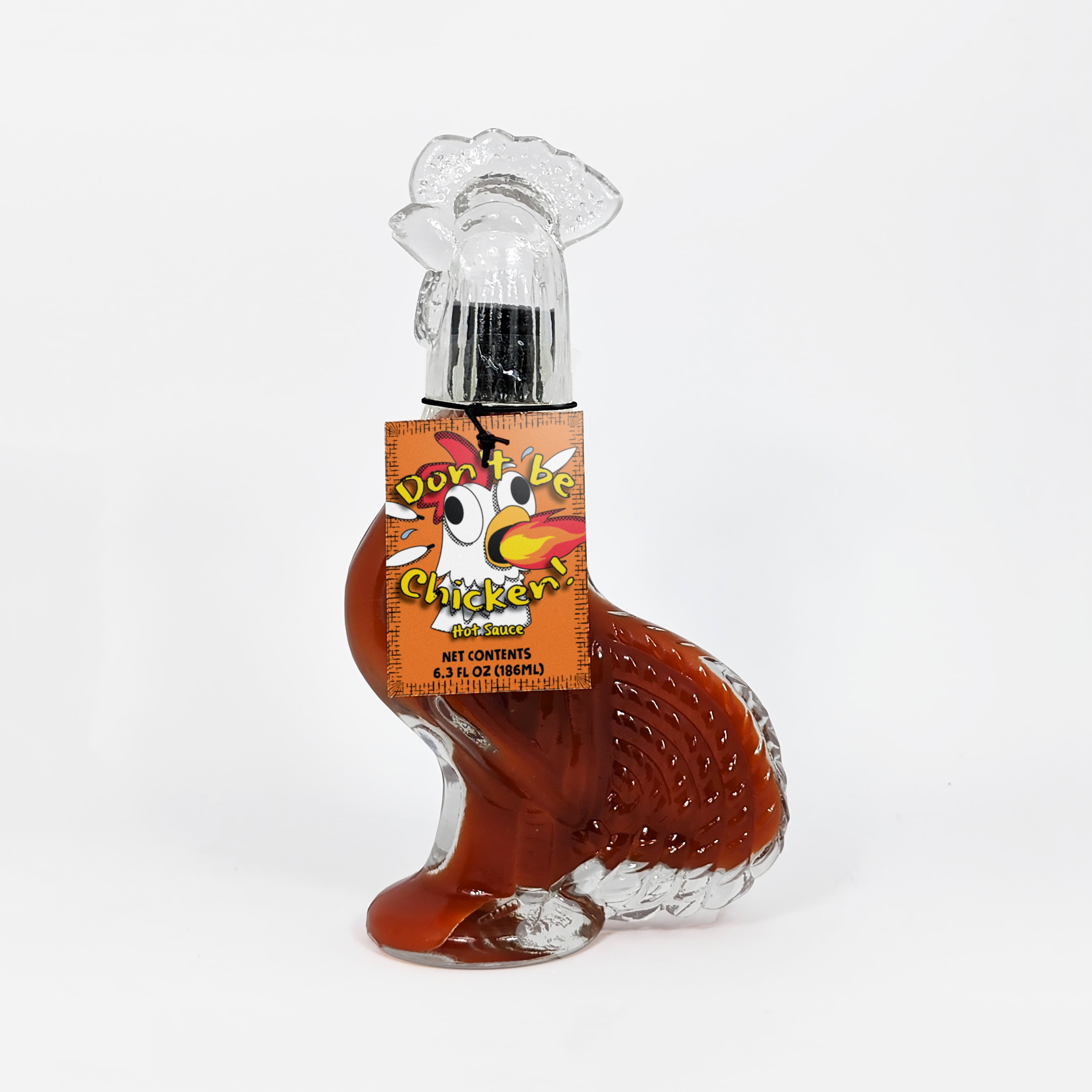(2 pack) Don't Be Chicken Molded Glass Bottle contains 6.3oz of Red Habanero Hot Sauce Gift from MSRF, Inc.