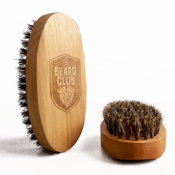 The Beard Club Boar Bristle Beard Brush for Men, Birchwood Grooming Tool for Styling, Taming, Smoothing and Daily Facial Hair Care