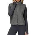 thumbnail image 3 of Chaleco de Mujer Sin Mangas, Chaqueta de Invierno de Forro Suave, Cuello Alto, de Cremallera y Bolsillo Gris L, 3 of 10