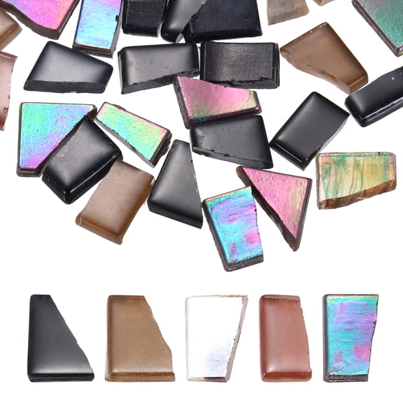 Uxcell Irregular Glass Mosaic Tiles, 500g/1.1LB Irregular Stained Glass Sheets Broken Mosaic Pieces Tiles Supplies Kit Bulk for DIY Art Craft Making Home Decor, Dark Gray Series
