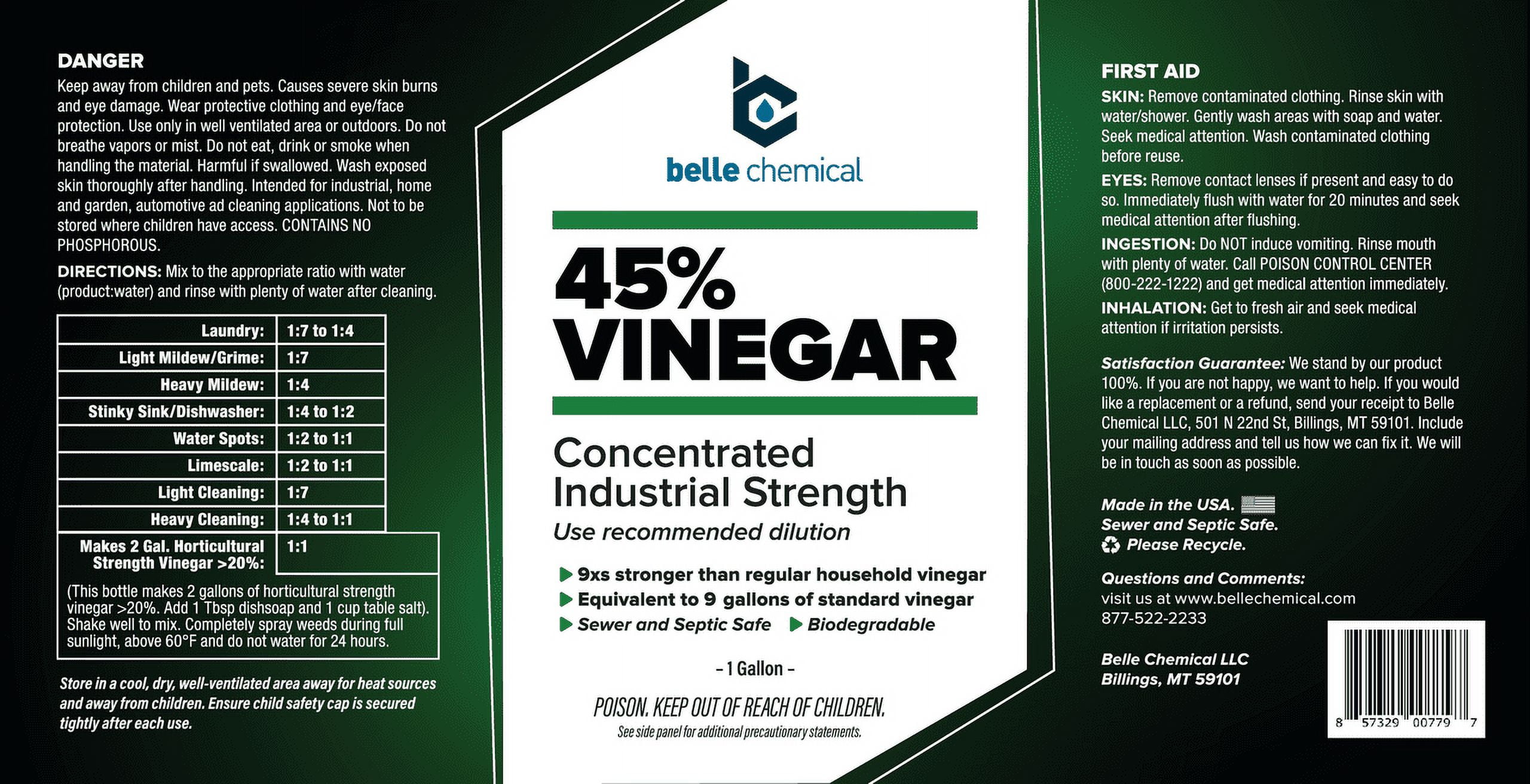 45% Vinegar, Concentrated Industrial Strength (8 gallons)
