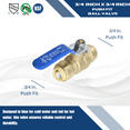 thumbnail image 4 of 2 Pcs XFITTING Push Fit 3/4 Inch x 3/4 Inch Push Fit Ball Valve Blue, Cold,, 4 of 5