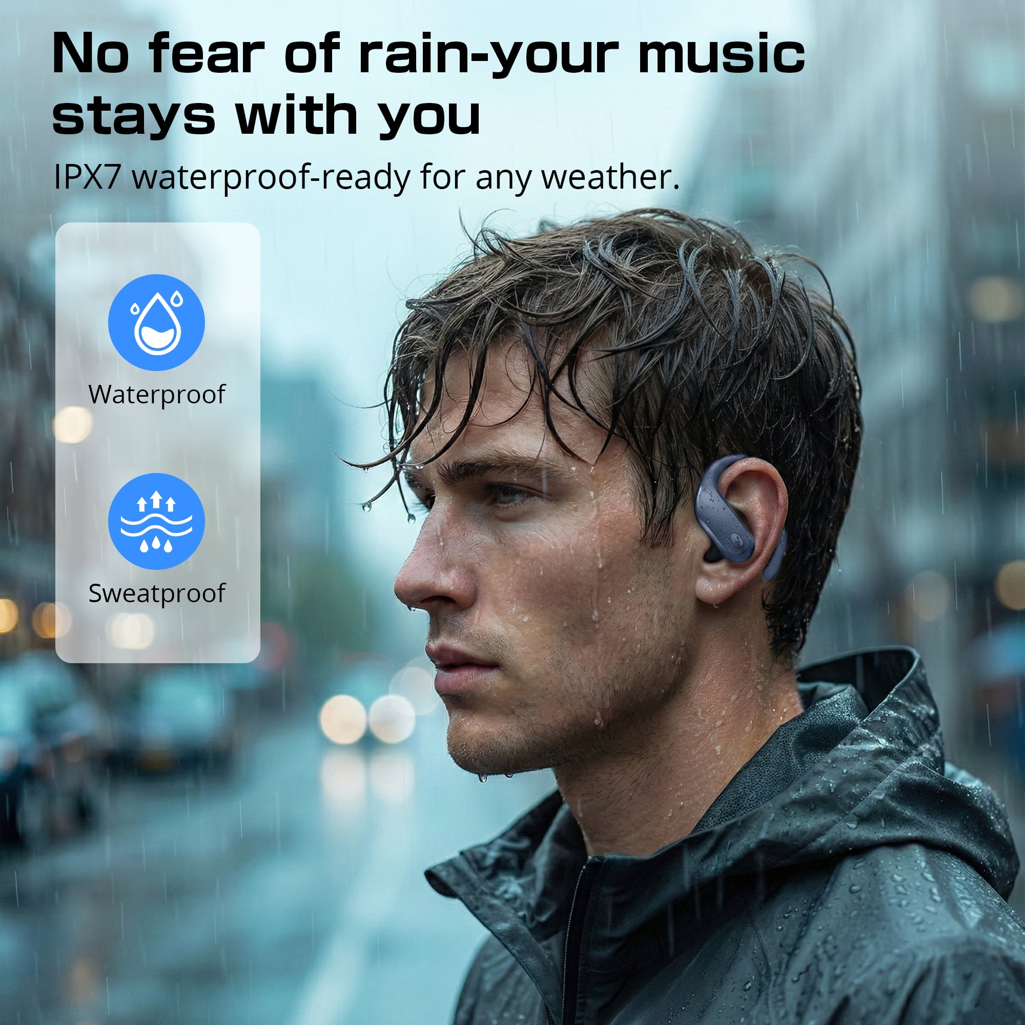 Wireless Earbuds Bluetooth 5.4 Headphones Sport, IPX7 Waterproof Earphones with Earhooks, 80H Playtime, Fast Charging Case, Noise Cancelling Mic, Lightweight Bluetooth Earbuds for Running Gym