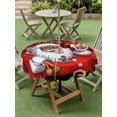thumbnail image 3 of Outdoor Tablecloth with Umbrella Hole and Zipper, Red Plaid Santa Christmas Round Table Cloth 60 Inch Waterproof Tablecloth, Gifts Xmas Snowflake Winter Black Picnic Table Cover for Patio Camping, 3 of 7